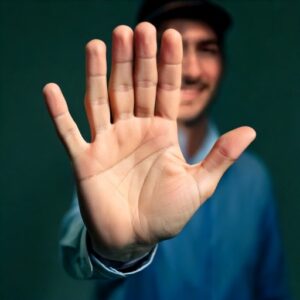 Firefly a man waving goodbye. the focus is on the hand._His hand has 8 fingers 47825